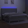 vidaXL Boxspringbett mit Matratze & LED Hellgrau 200x200 cm Stoff
