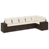 vidaXL 6-tlg. Garten-Sofagarnitur mit Kissen Braun Poly Rattan
