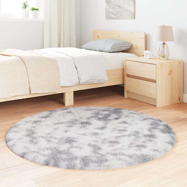 vidaXL Teppich Shaggy Hochflor NAVARRA Silbergrau 120x120 cm Polyester