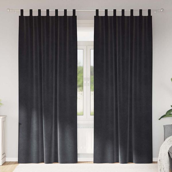vidaXL Verdunkelungsvorh&auml;nge 2 pcs Dunkelgrau 140 x 245 cm Samt