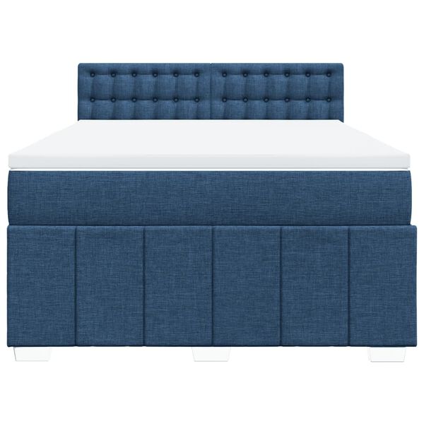 vidaXL Boxspringbett mit Matratze Blau 140x200 cm Stoff