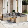 vidaXL 11-tlg. Garten-Sofagarnitur mit Kissen Beige Poly Rattan
