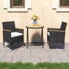 vidaXL 3-tlg. Bistro-Set Poly Rattan und Akazienholz Schwarz