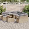 vidaXL Gartensofa-set mit Kissen mit Speicher 9 pcs Beige Poly Rattan
