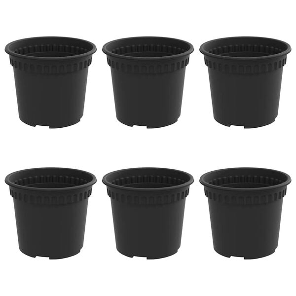 vidaXL Runder Blumentopf 6 pcs Schwarz &Oslash; 12,5 x 10 cm Kunststoff