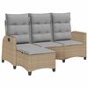 vidaXL Gartensofa mit Liegefunktion Kissen L-Form Beige Poly Rattan