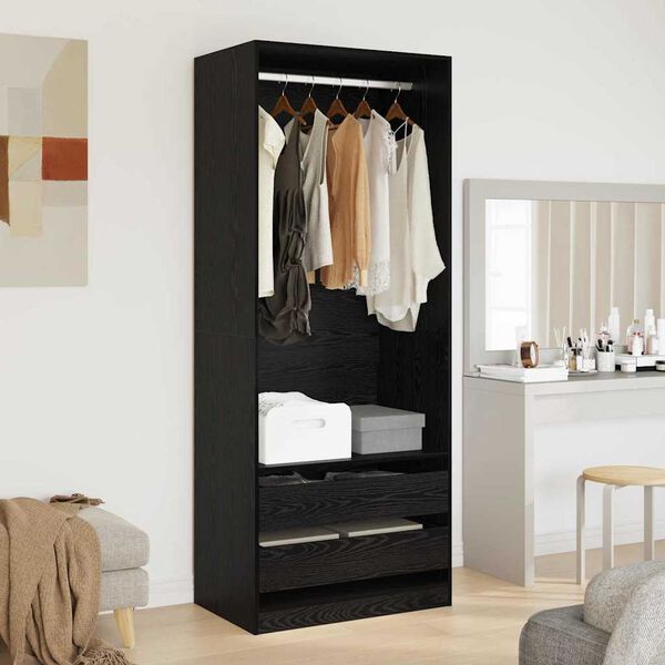 vidaXL Kleiderschrank Schwarz Eichen-Optik 80 x 50 x 200 cm