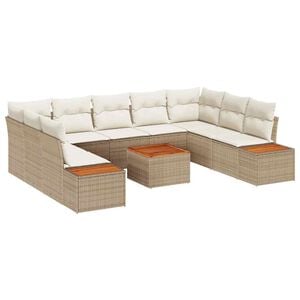 vidaXL Gartensofa-set mit Kissen 10 pcs Beige Poly Rattan