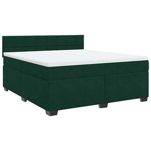 vidaXL Boxspringbett mit Matratze Dunkelgr&uuml;n 180x200 cm Samt