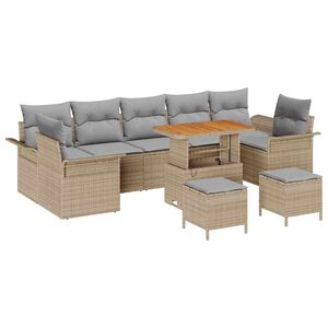 vidaXL Gartensofa-set mit Kissen 10 pcs Beige Poly-Rattan