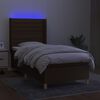 vidaXL Boxspringbett mit Matratze & LED Dunkelbraun 90x190 cm Stoff