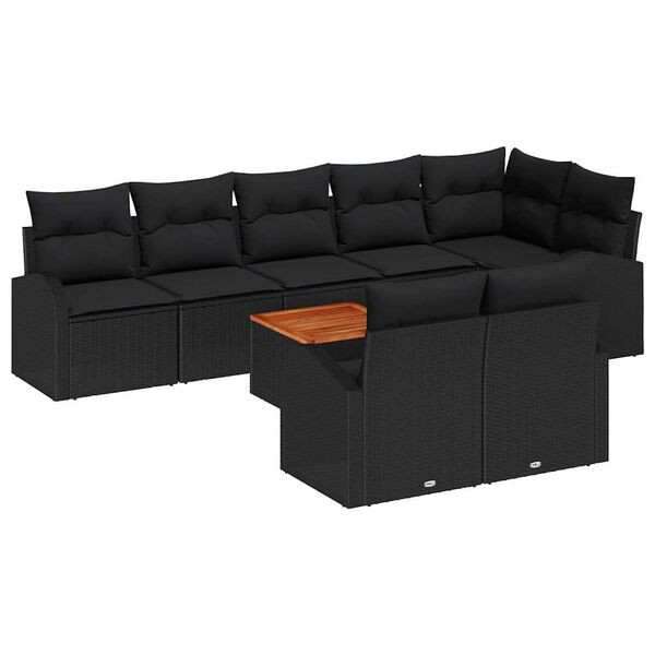 vidaXL Gartensofa-set mit Speicher 9 pcs Schwarz Poly-Rattan