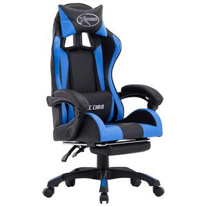 vidaXL Gaming-Stuhl mit Fu&szlig;st&uuml;tze Blau und Schwarz Kunstleder