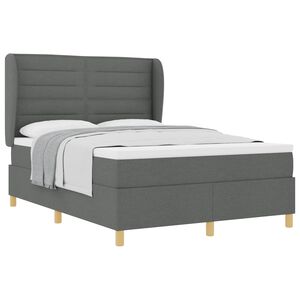 vidaXL Boxspringbett mit Matratze Dunkelgrau 200 x 140 cm Stoff
