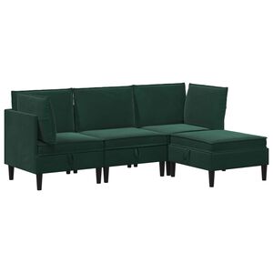 vidaXL Wohnzimmergarnitur mit Kissen 4 pcs Dunkelgr&uuml;n Samt