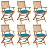 vidaXL Klappbare Gartenst&uuml;hle 6 Stk. mit Kissen Massivholz Akazie