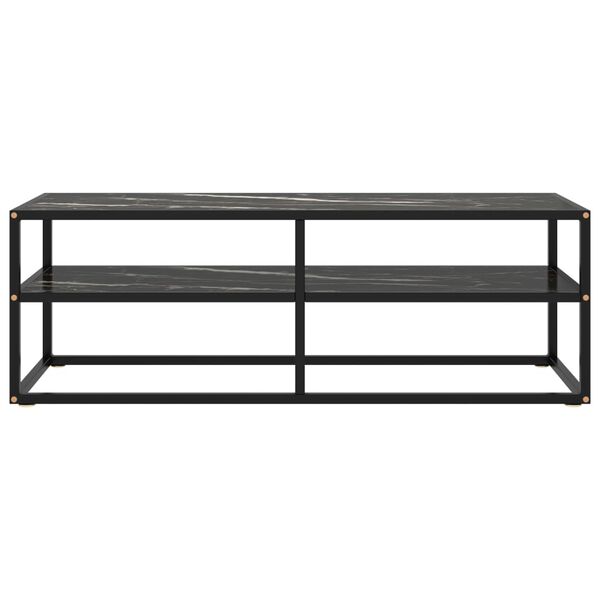 vidaXL TV-Schrank Schwarz mit Hartglas Marmor-Optik 120x40x40 cm