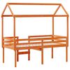 vidaXL Hochbett mit Dach Wachsbraun 80x200 cm Massivholz Kiefer