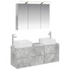 vidaXL Badezimmerm&ouml;bel-Set 4 stk. Betongrau Ingenieurholz und Glas