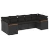 vidaXL 7-tlg. Garten-Sofagarnitur mit Kissen Schwarz Poly Rattan