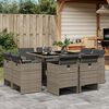 vidaXL 9-tlg. Garten-Essgruppe mit Kissen Grau Poly Rattan