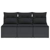 vidaXL Gartensofa mit Kissen 3-Sitzer Schwarz Poly Rattan