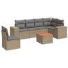 vidaXL 7-tlg. Garten-Sofagarnitur mit Kissen Beige Poly Rattan