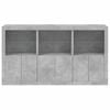 vidaXL Sideboard mit LED-Leuchten Betongrau 181,5x37x100 cm