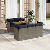 vidaXL 6-tlg. Garten-Sofagarnitur mit Kissen Grau Poly Rattan