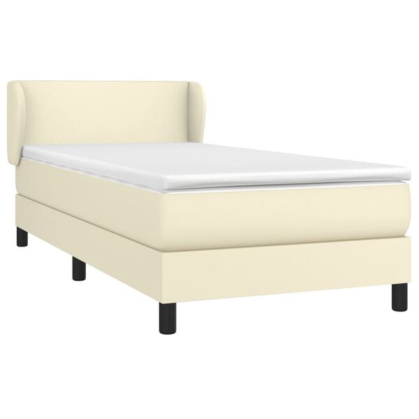 vidaXL Boxspringbett mit Matratze Creme 90x200 cm Kunstleder