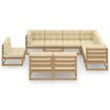 vidaXL 10-tlg. Garten-Lounge-Set mit Kissen Honigbraun Massivholz
