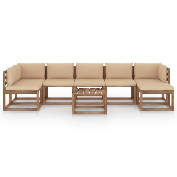 vidaXL 8-tlg. Garten-Lounge-Set mit Beigen Kissen
