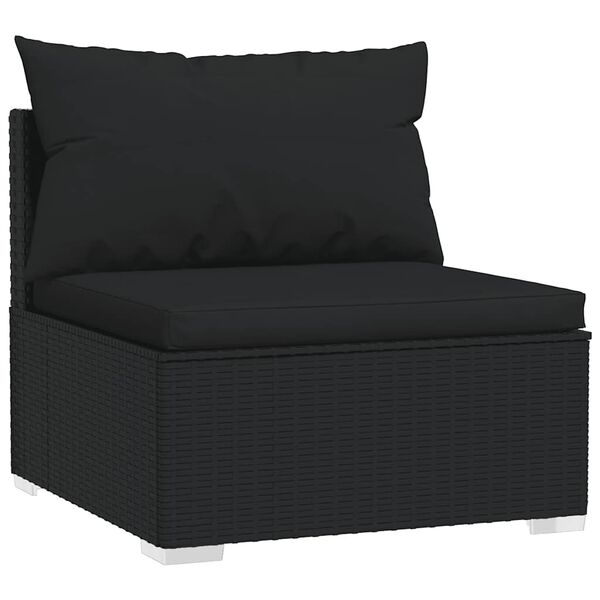vidaXL 4-tlg. Garten-Lounge-Set mit Kissen Poly Rattan Schwarz