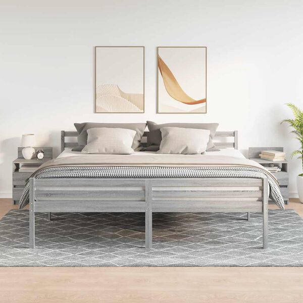 vidaXL Nachttische 2 Stk. mit 2 Schubladen Grau Sonoma 40x33x60 cm