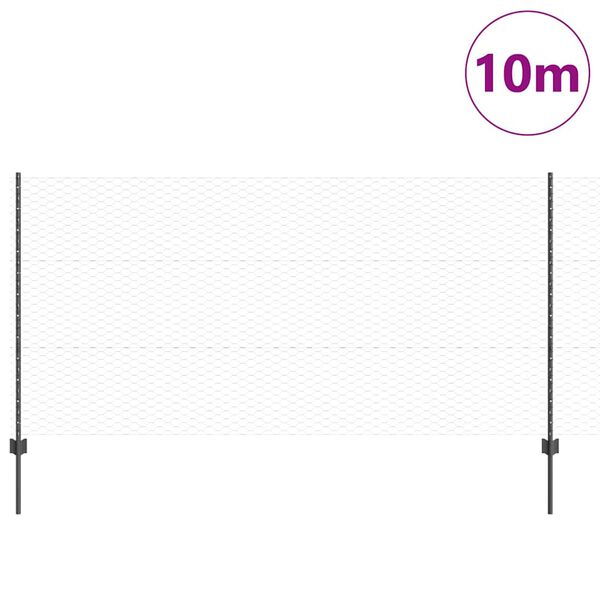 vidaXL Zaun mit Pfosten Grau 1,2 x 10 m Stahl und PVC