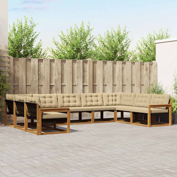 vidaXL Outdoor-Sofagarnitur mit Kissen 9 pcs Natur und Beige