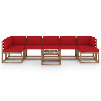 vidaXL 8-tlg. Garten-Lounge-Set mit Kissen in Rot