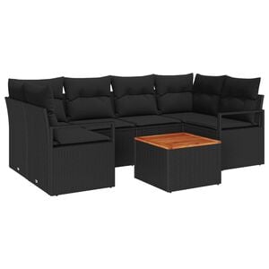 vidaXL Gartensofa-set mit Speicher 7 pcs Schwarz Poly-Rattan