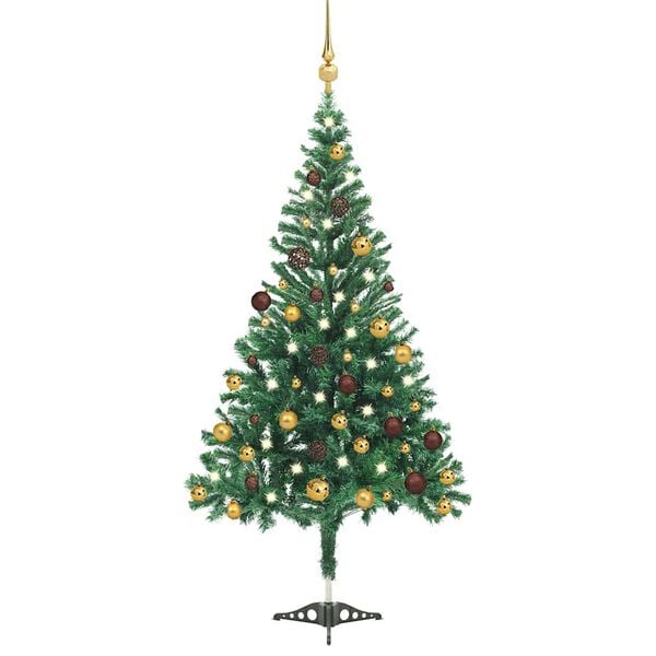 vidaXL K&uuml;nstlicher Weihnachtsbaum Beleuchtung Kugeln 150cm 380 Zweige