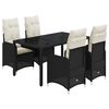 vidaXL 5-tlg. Garten-Bistro-Set mit Kissen Schwarz Poly Rattan