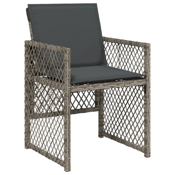 vidaXL 15-tlg. Garten-Essgruppe mit Kissen Grau Poly Rattan