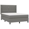 vidaXL Boxspringbett mit Matratze Dunkelgrau 140x190 cm Stoff