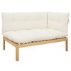 vidaXL Ecksofa Einheit Helles Akazie und cremewei&szlig; 132 x 92 x 82 cm