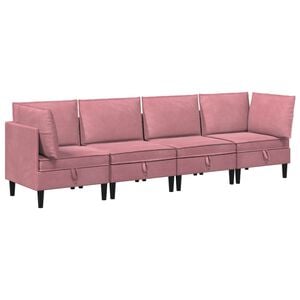 vidaXL Wohnzimmergarnitur 4 stk. Rosa Samt