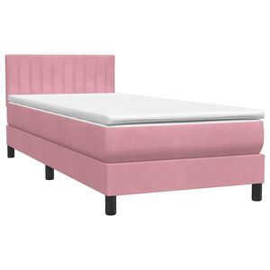 vidaXL Boxspringbett mit Matratze Rosa 90x220 cm Samt