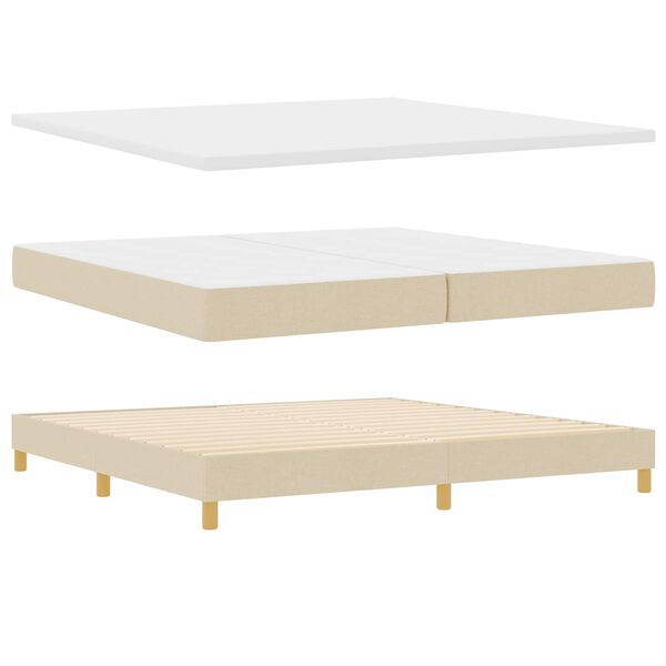 vidaXL Boxspringbett mit Matratze Creme 200 x 200 cm Stoff