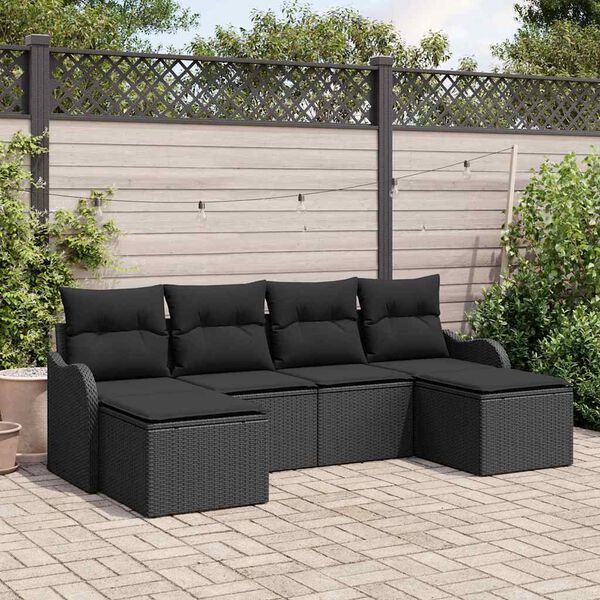 vidaXL Gartensofa-set Schwarz Poly-Rattan