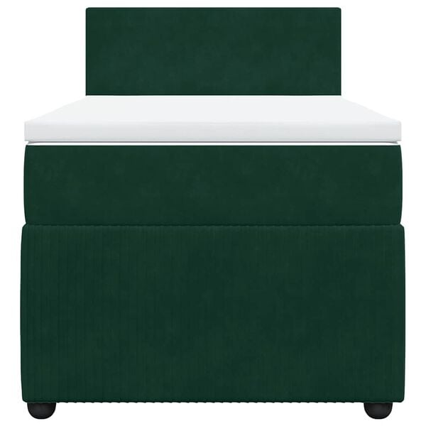 vidaXL Boxspringbett mit Matratze Dunkelgr&uuml;n 90x190 cm Samt