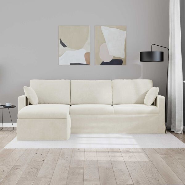 vidaXL Sofa Creme Gesamtabmessungen: 228 x 134 x 80 cm (B x T x H)