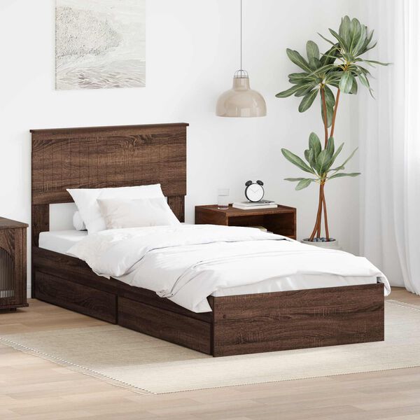 vidaXL Aufbewahrungsbett Braun Eichen-Optik 90 x 190 cm Holzwerkstoff